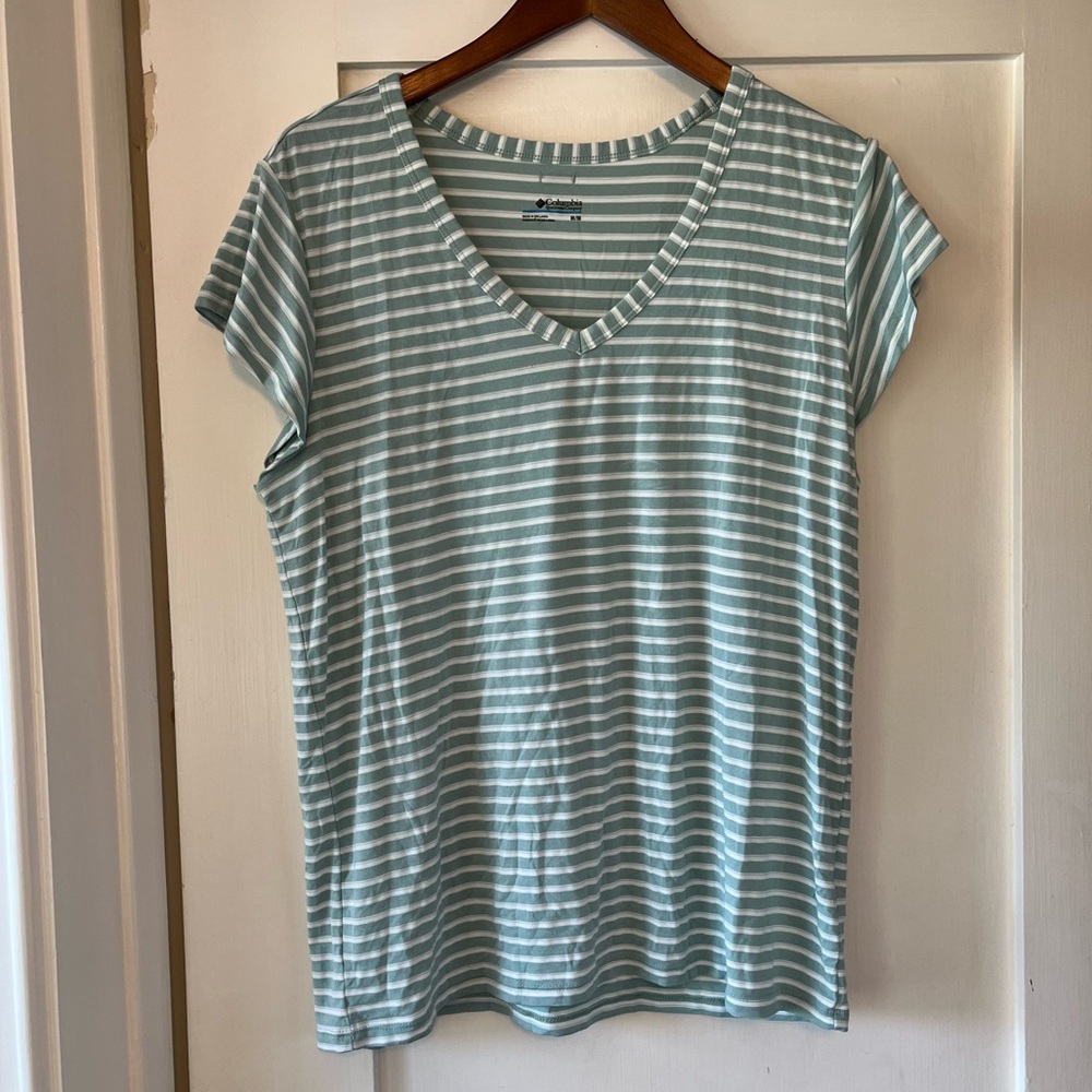 Columbia striped v-neck t-shirt